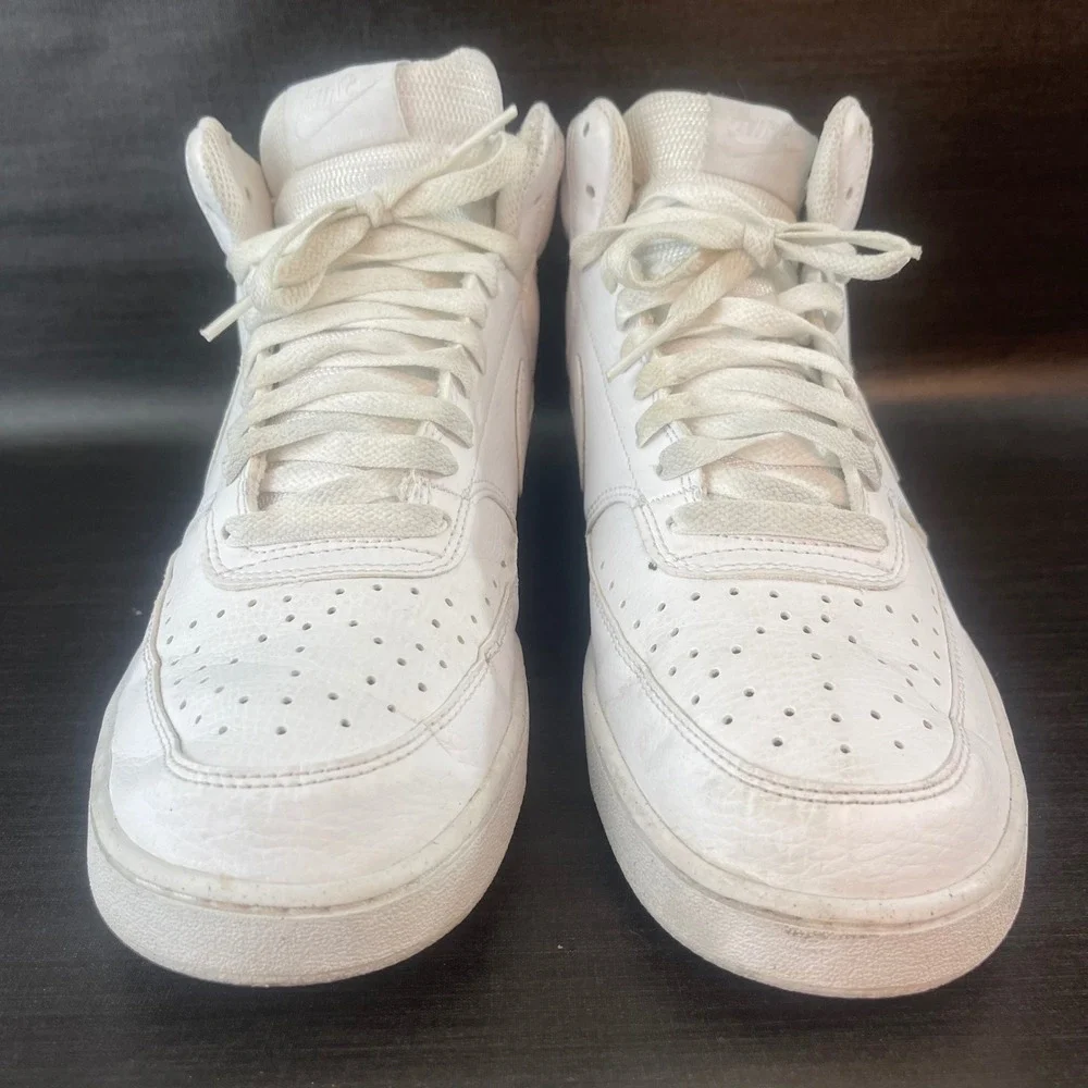 Nike Court Vision Mid Mens size 9.5 White Leather‎ Athletic Casual Shoes DN3577